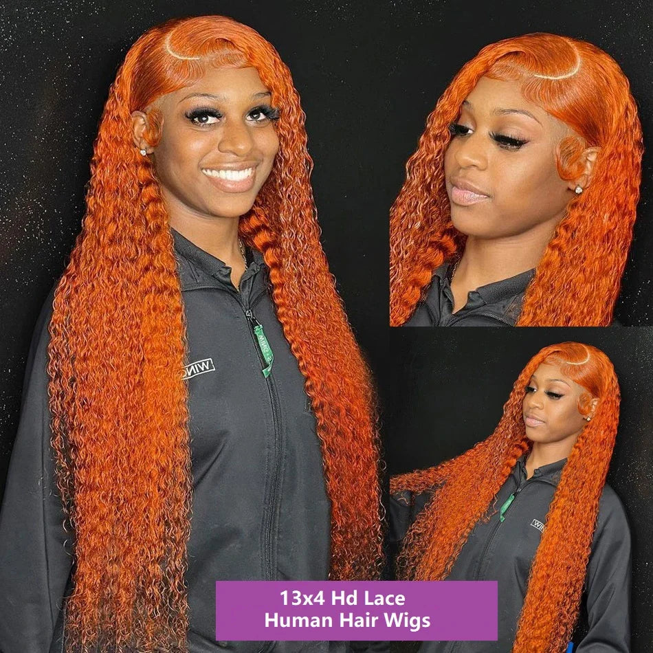 Curly Wigs 13X4 Oranger Ginger