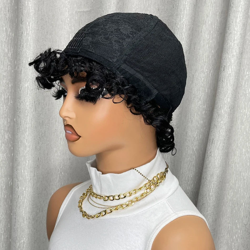 Kinky Curly Human Hair Wig Short Bob