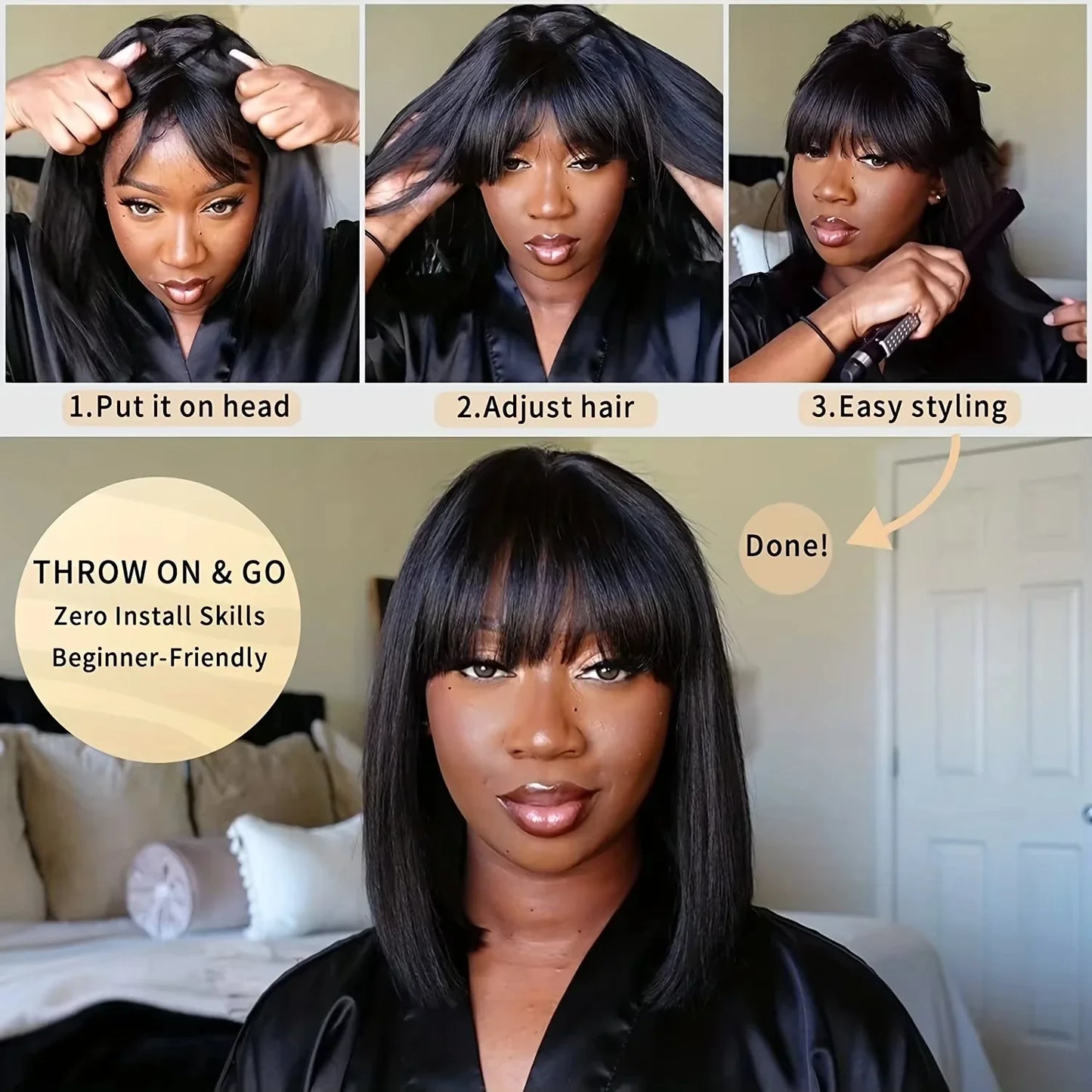 16inch 3X1 Middle Part Lace Wig Bob Wigs