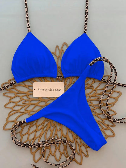 Triangle Thong Swimwear Leopard Tie