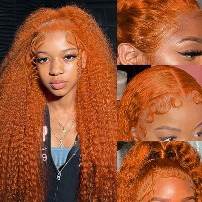 13x6 Ginger Orange Deep Wave Lace Front Wig