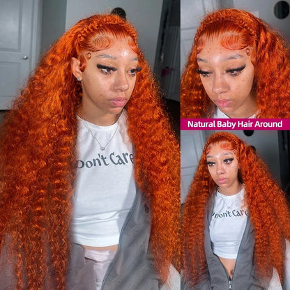 13x6 Ginger Orange Deep Wave Lace Front Wig