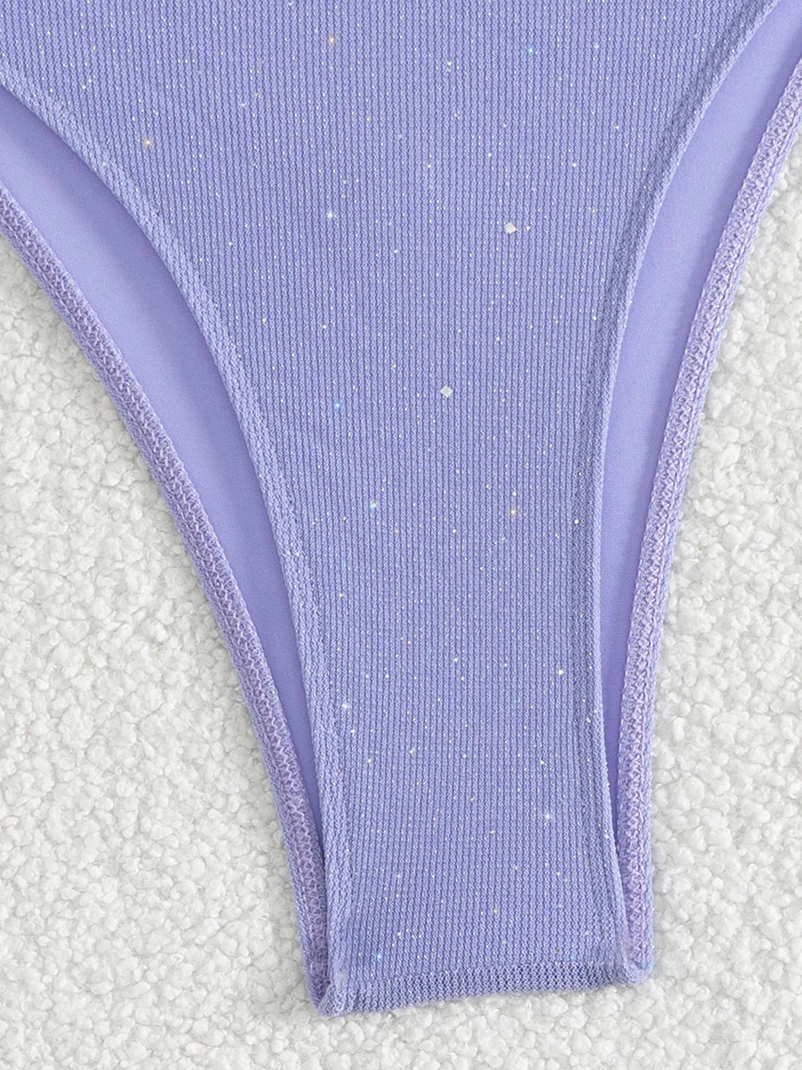 Shiny Sparkling Halter Strappy Bikini