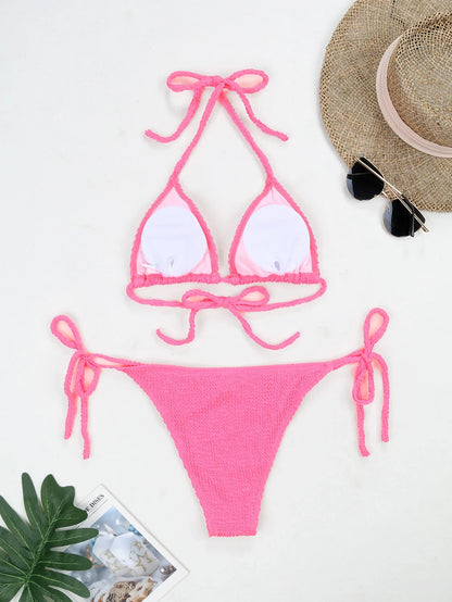 Fluorescent strap split swimsuit