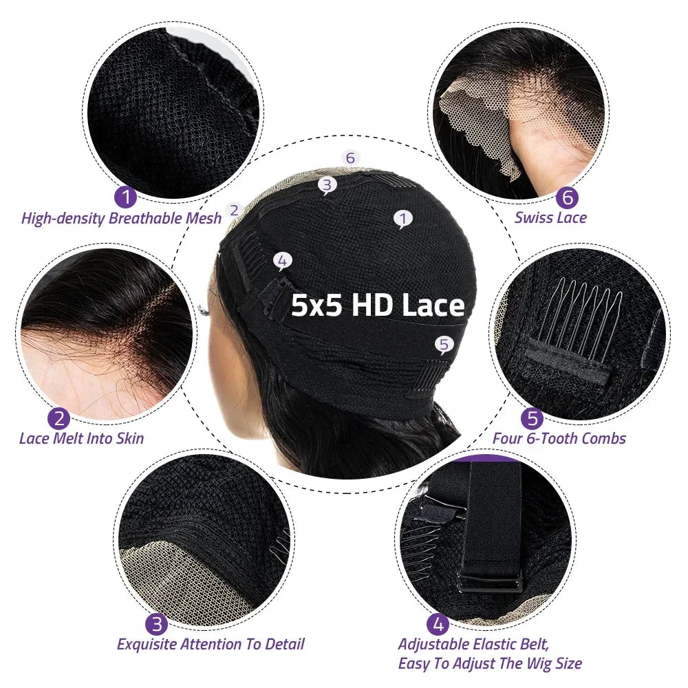 Transparent Lace Frontal gluless Wig