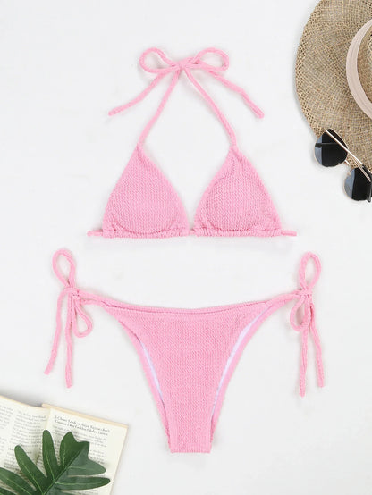 Fluorescent strap split swimsuit