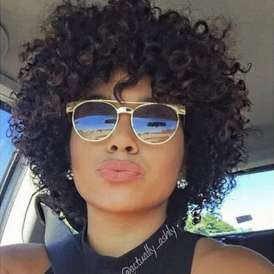 Kinky Curly Human Hair Wig Short Bob
