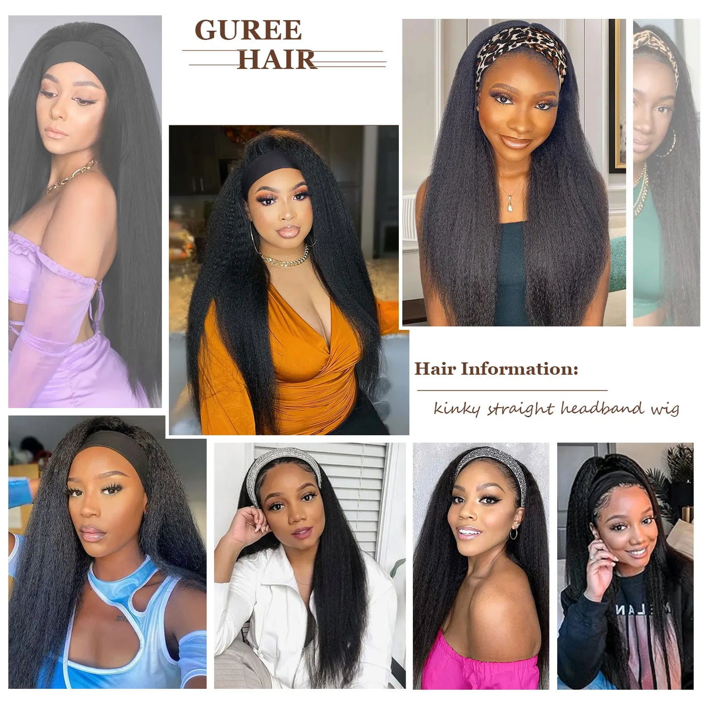 Kinky Straight Headband Synthetic Wig