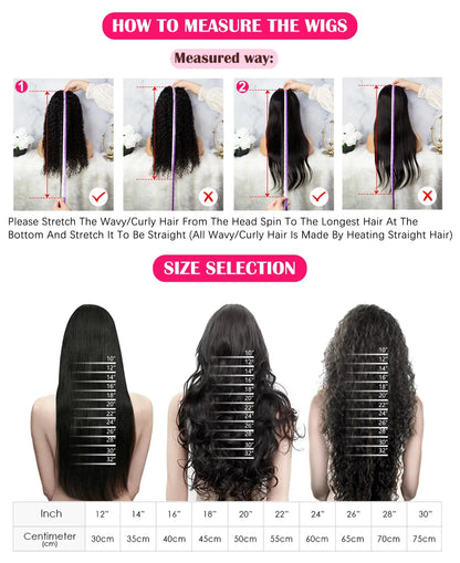 46 44 Inch Bone Straight Lace Frontal Human Hair Wigs gluless