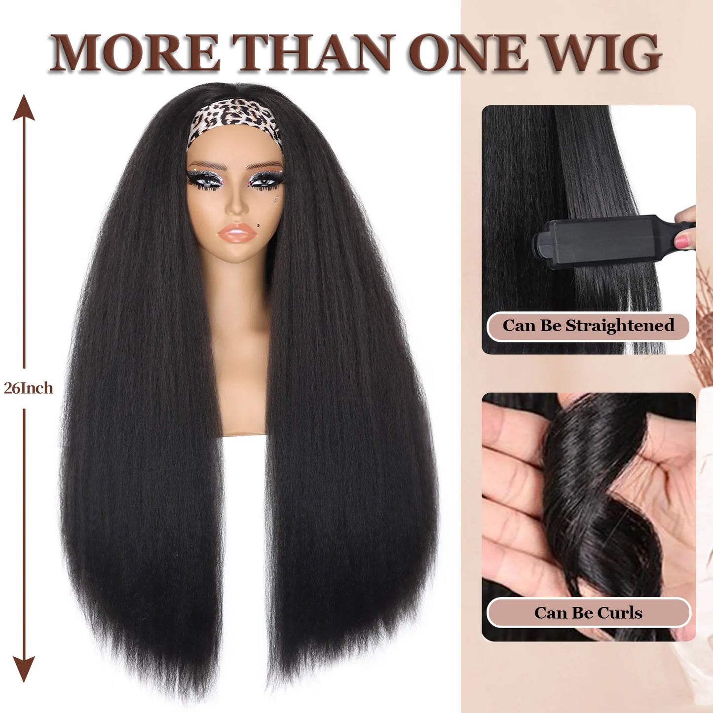 Kinky Straight Headband Synthetic Wig