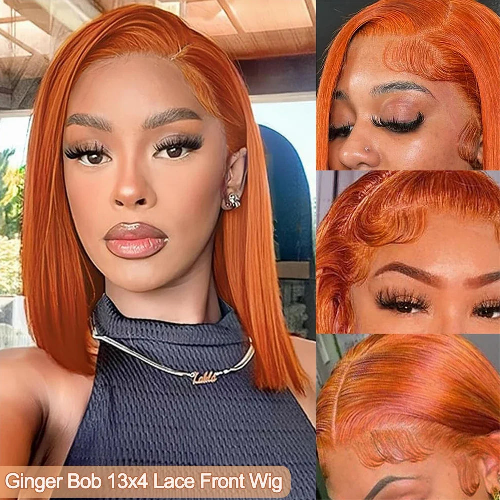 Ginger Bob Wig Human Hair