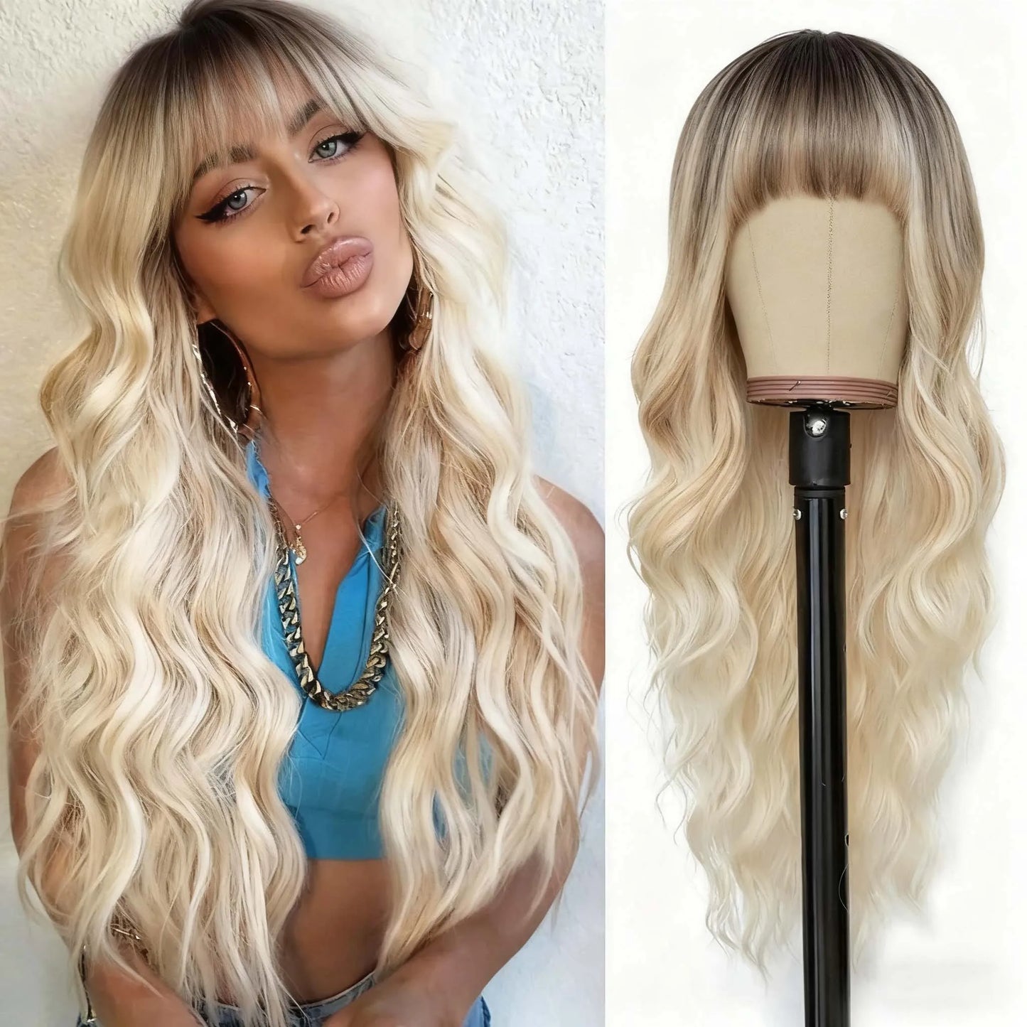 Ombre Blonde Curly Wig