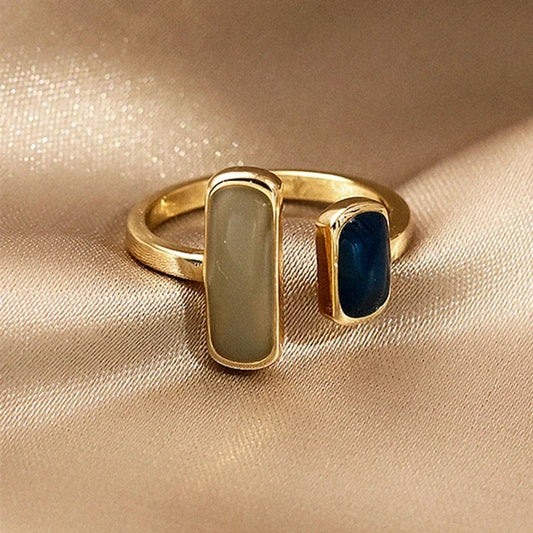 Retro Geometric Gold Colour Metal Rings