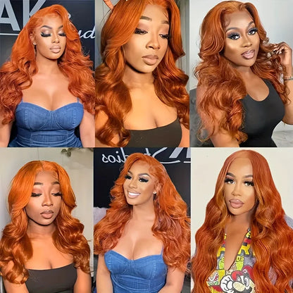350# Ginger Orange Body Wave Lace Frontal Closure 4x4 5x5 13x4 Lace Front Closure Human Hair PrePlucked Brazilian Virgin Hair