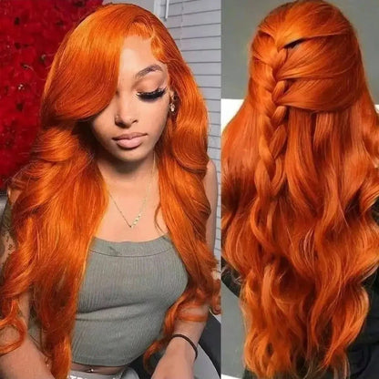 13x6 Ginger Orange Deep Wave Lace Front Wig
