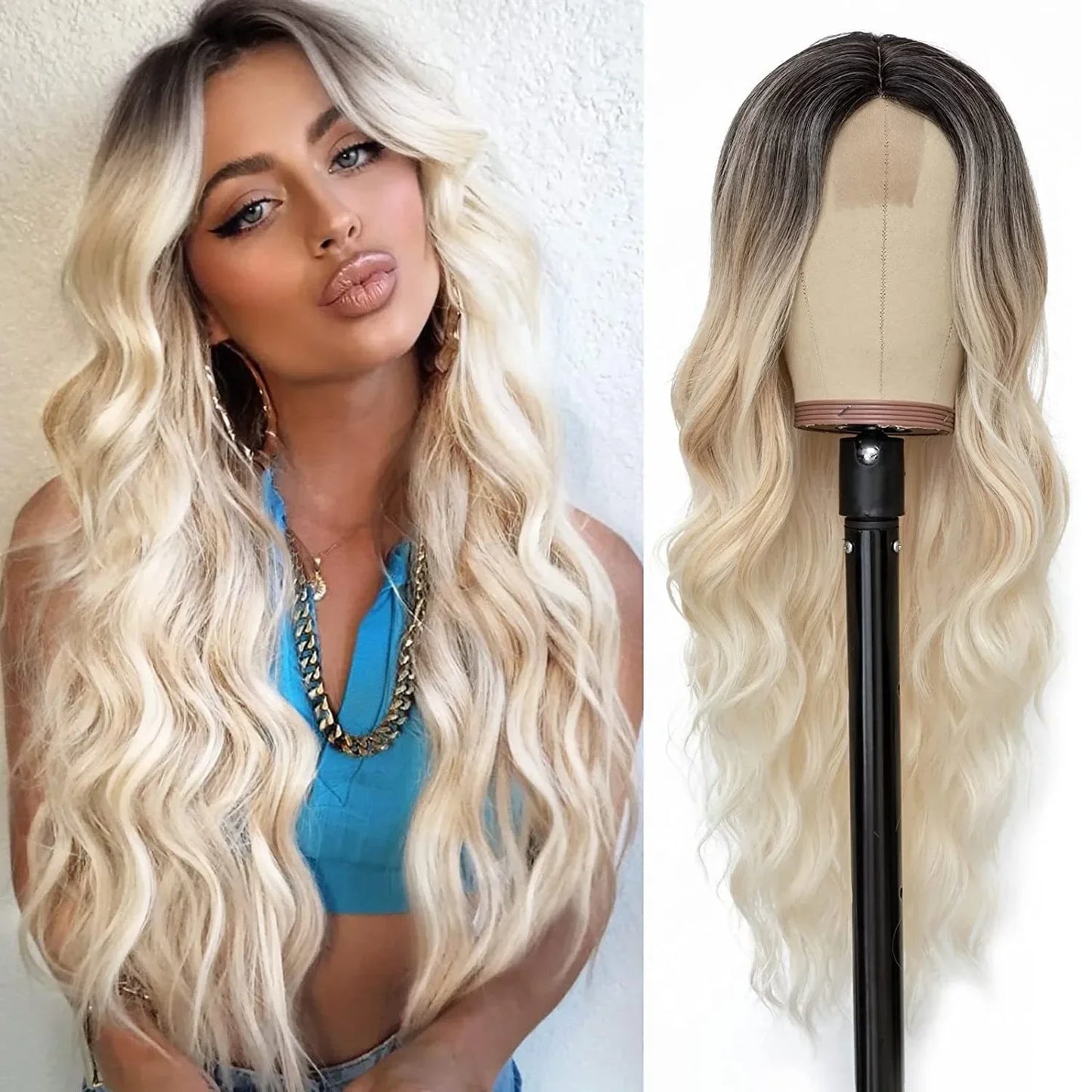 Ombre Blonde Curly Wig
