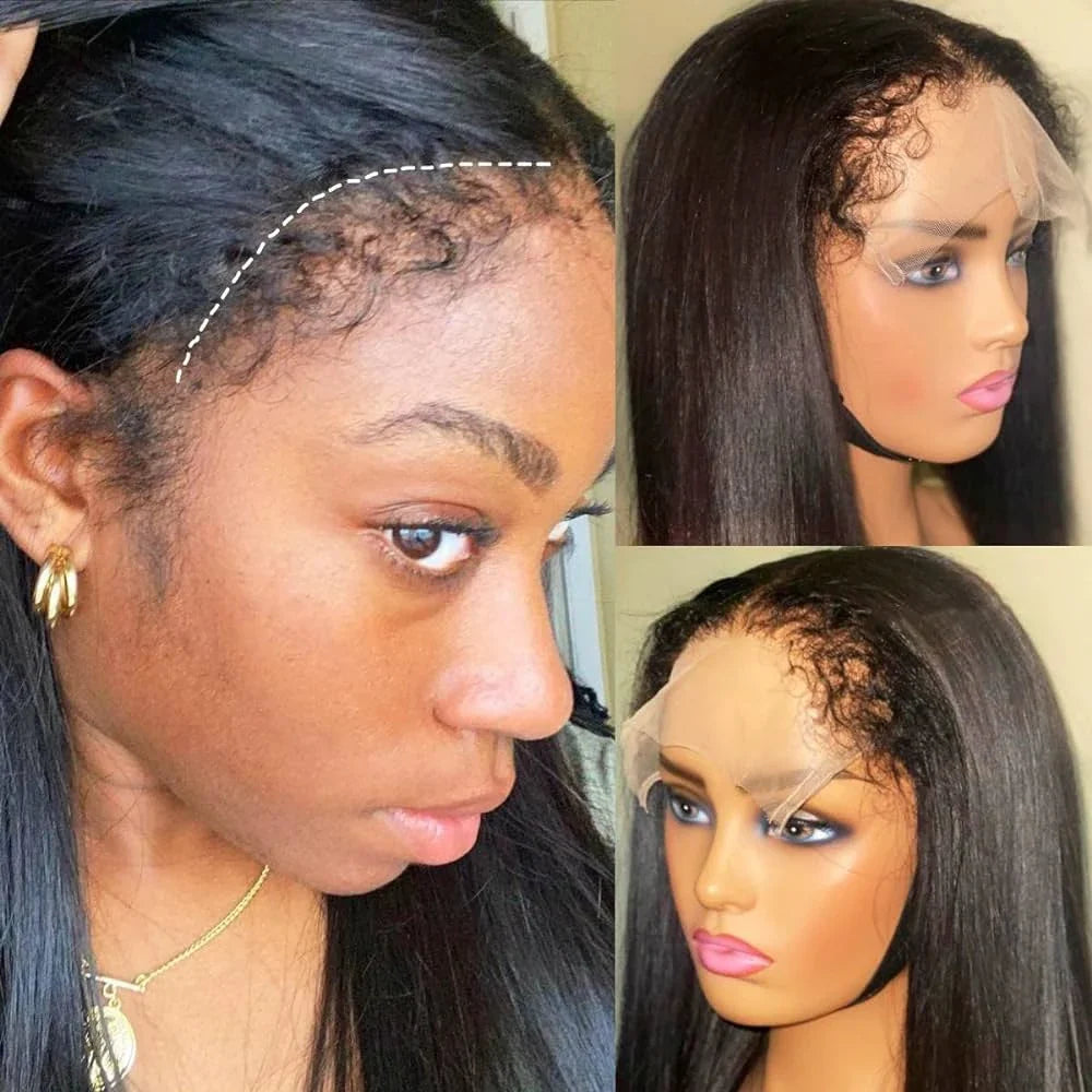 Kinky Straight Wig 4C Edges