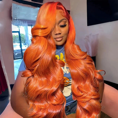 13x6 Ginger Orange Deep Wave Lace Front Wig