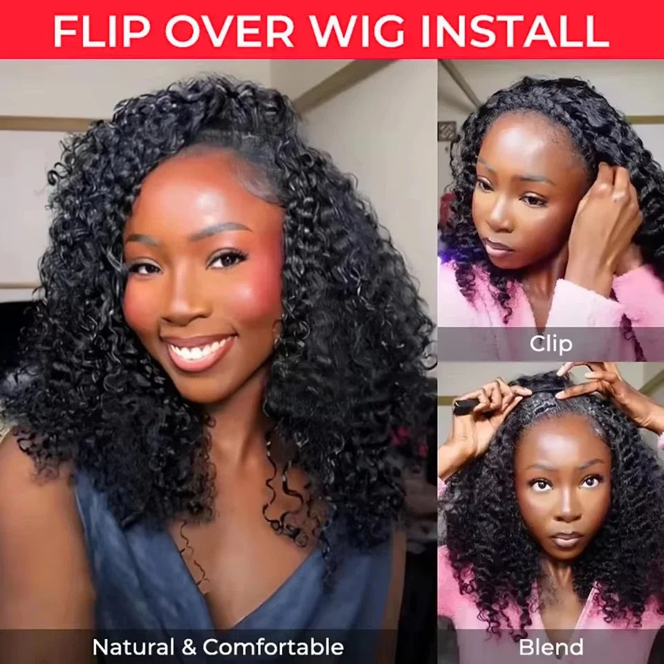 Kinky Curly Flip Over Human Hair