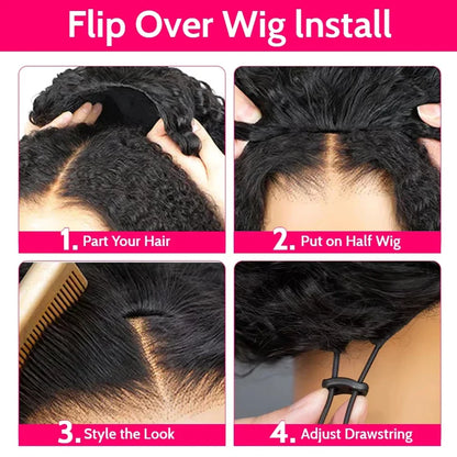 Kinky Curly Flip Over Human Hair