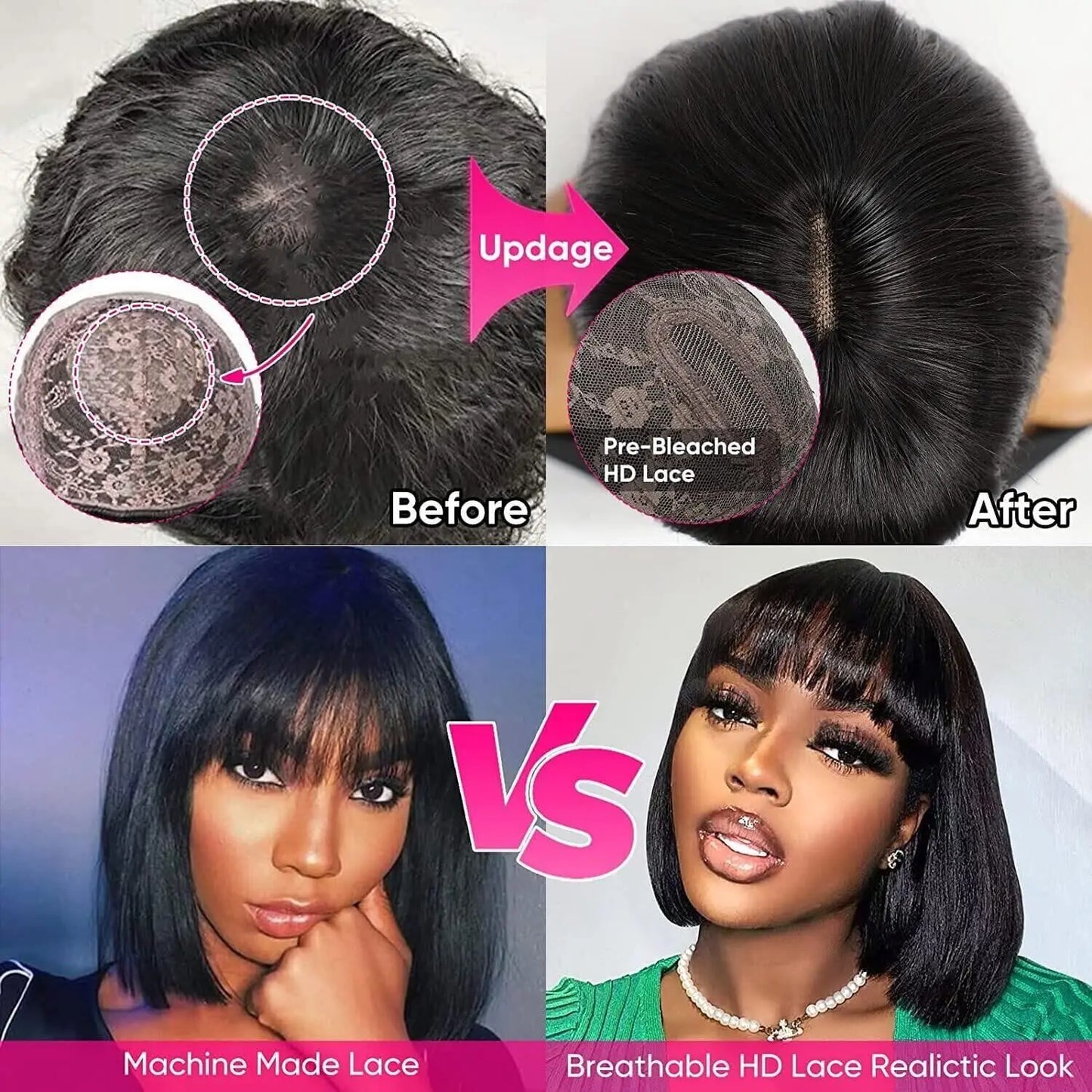 2x1 Straight Bob Lace Closure Wigs