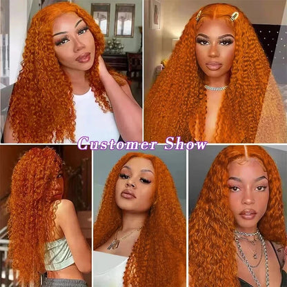 13x6 Ginger Orange Deep Wave Lace Front Wig