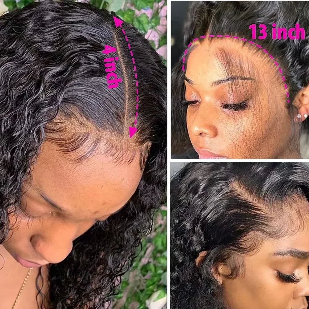 250% Short Bob Wigs Curly Human Hair