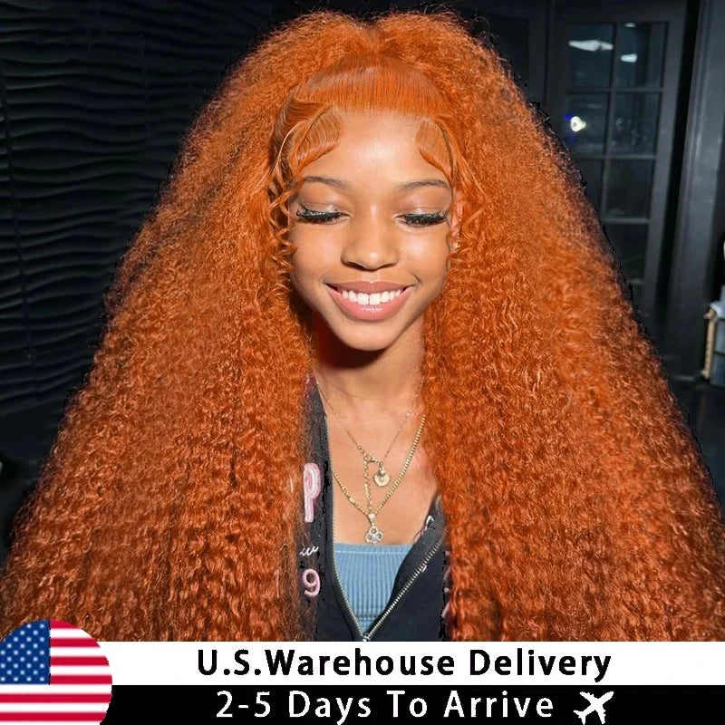 13x6 Ginger Orange Deep Wave Lace Front Wig
