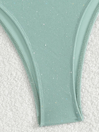 Shiny Sparkling Halter Strappy Bikini