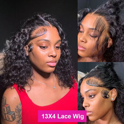 250% Short Bob Wigs Curly Human Hair