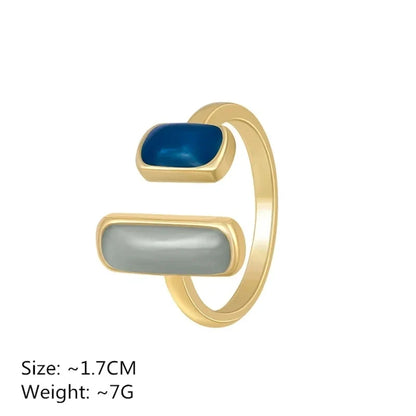 Retro Geometric Gold Colour Metal Rings