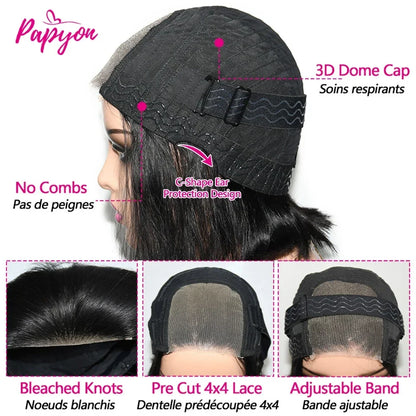 Short Wavy Straight Glueless