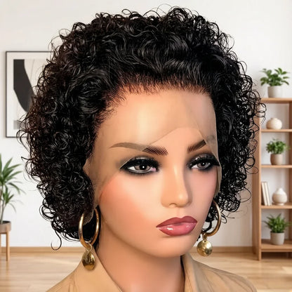 Human Hair Short Curly Wig,