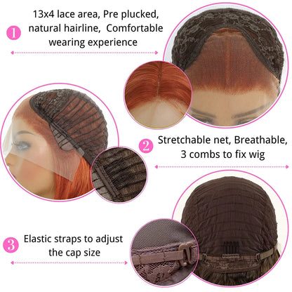 Ginger Orange Color Long Straight Hair