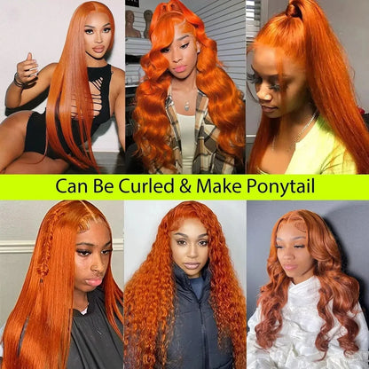 13x6 Ginger Orange Deep Wave Lace Front Wig