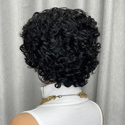Kinky Curly Human Hair Wig Short Bob