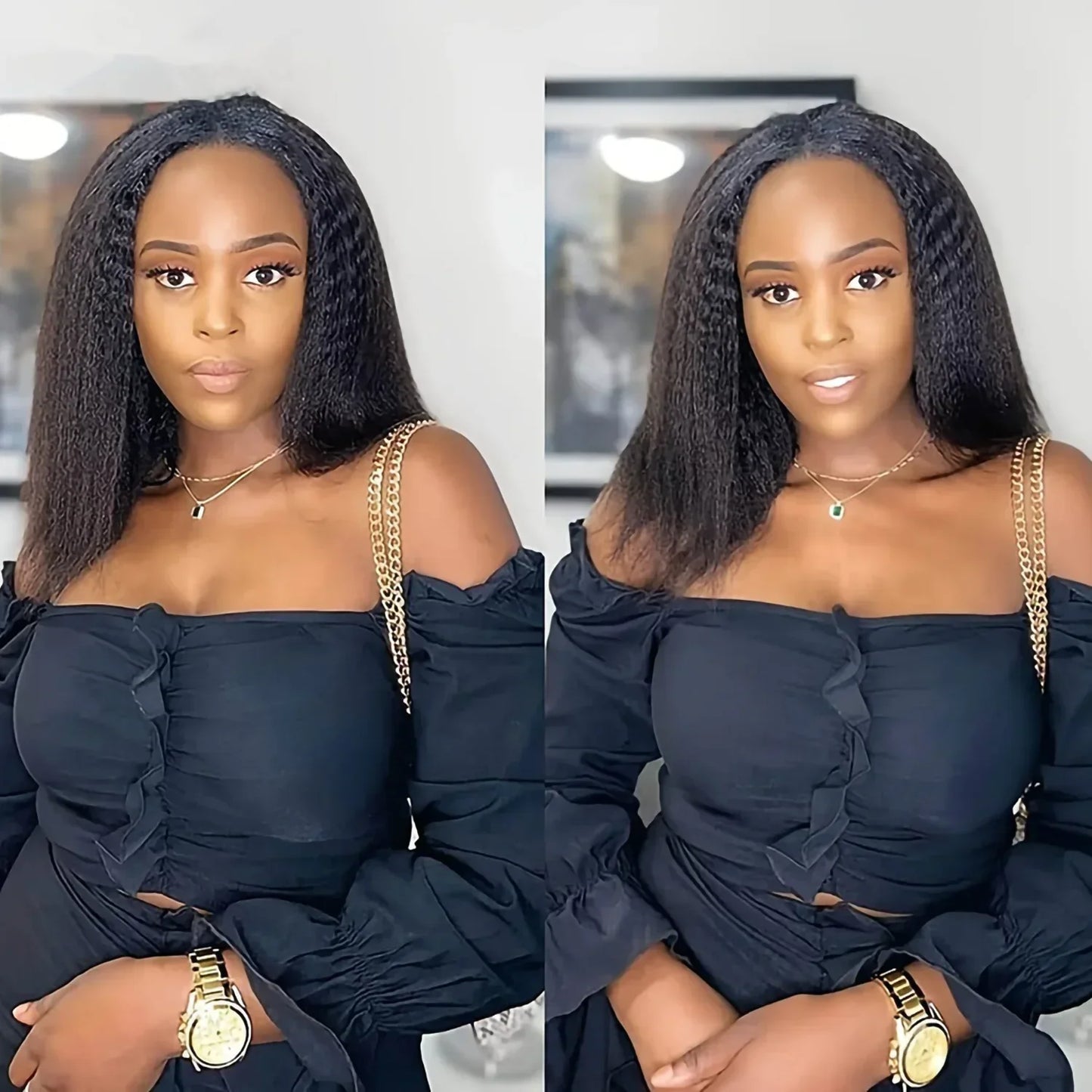 Synthetic Straight U Part Wig Kinky