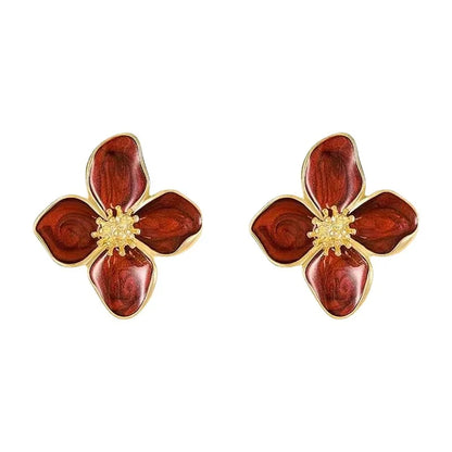 Red Flower Earrings