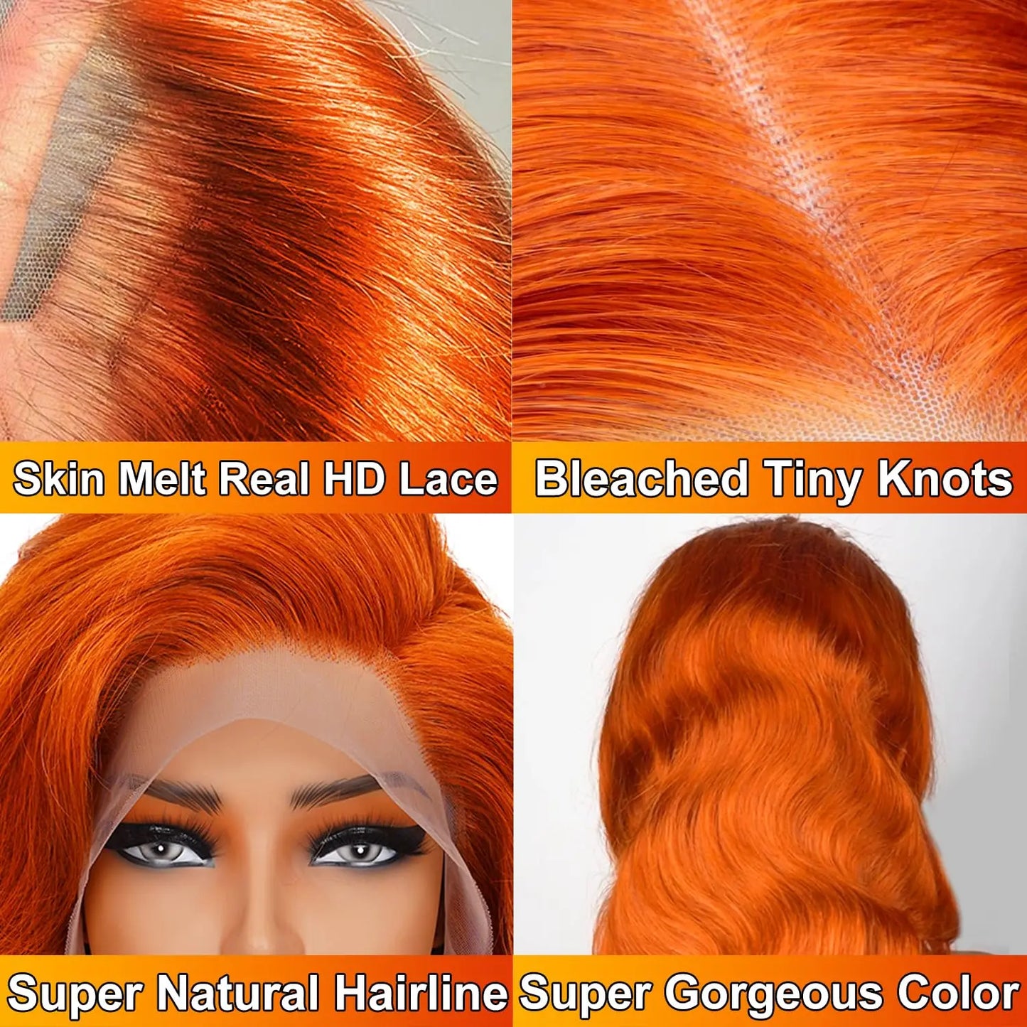 13x6 Ginger Orange Deep Wave Lace Front Wig