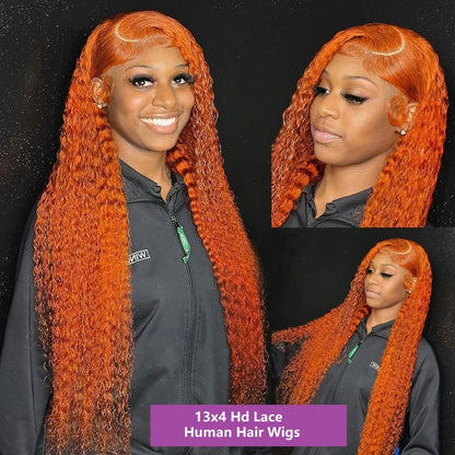 Curly Wigs 13X4 Oranger Ginger
