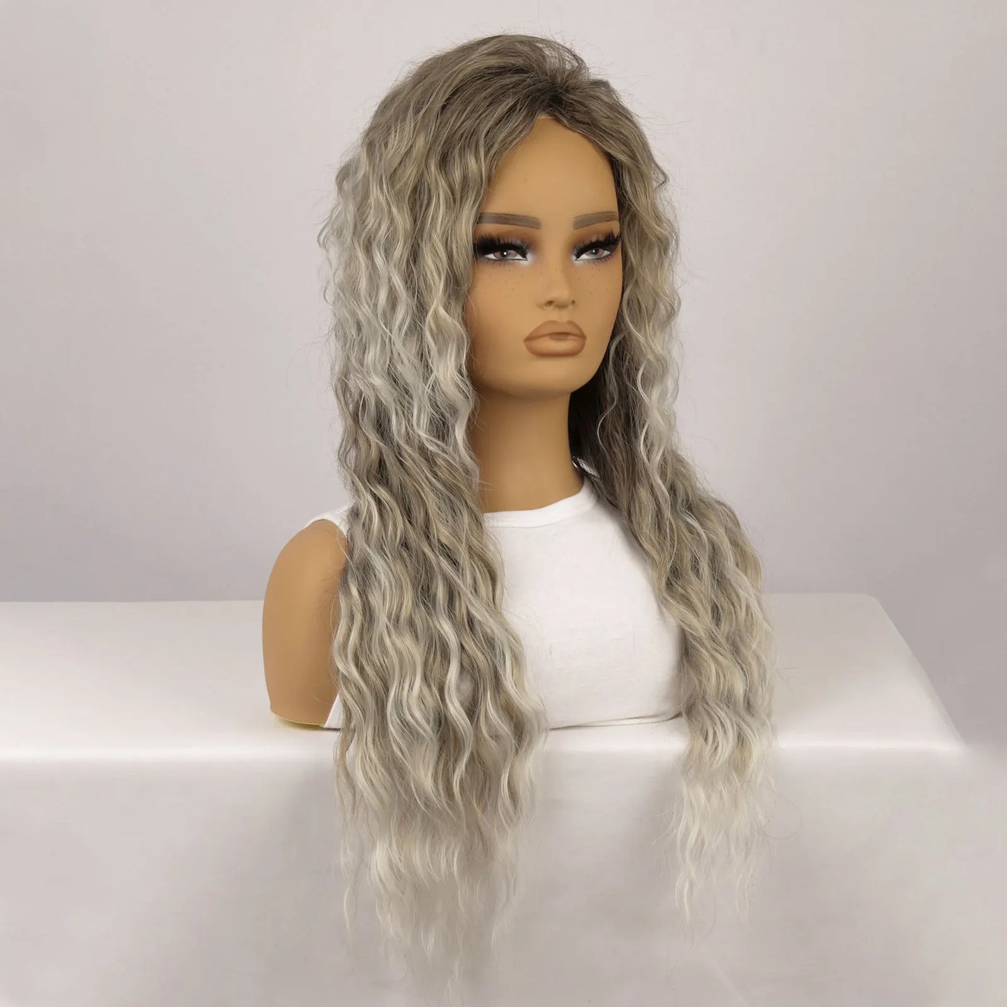Ombre Ash Blonde Long Water Wave