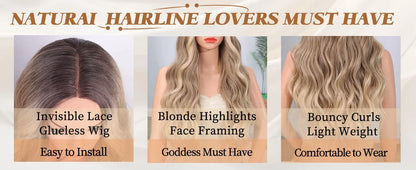 Ombre Blonde Curly Wig