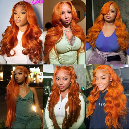 13x6 Ginger Orange Deep Wave Lace Front Wig