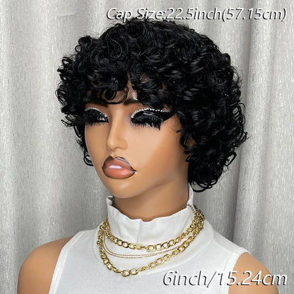 Kinky Curly Human Hair Wig Short Bob