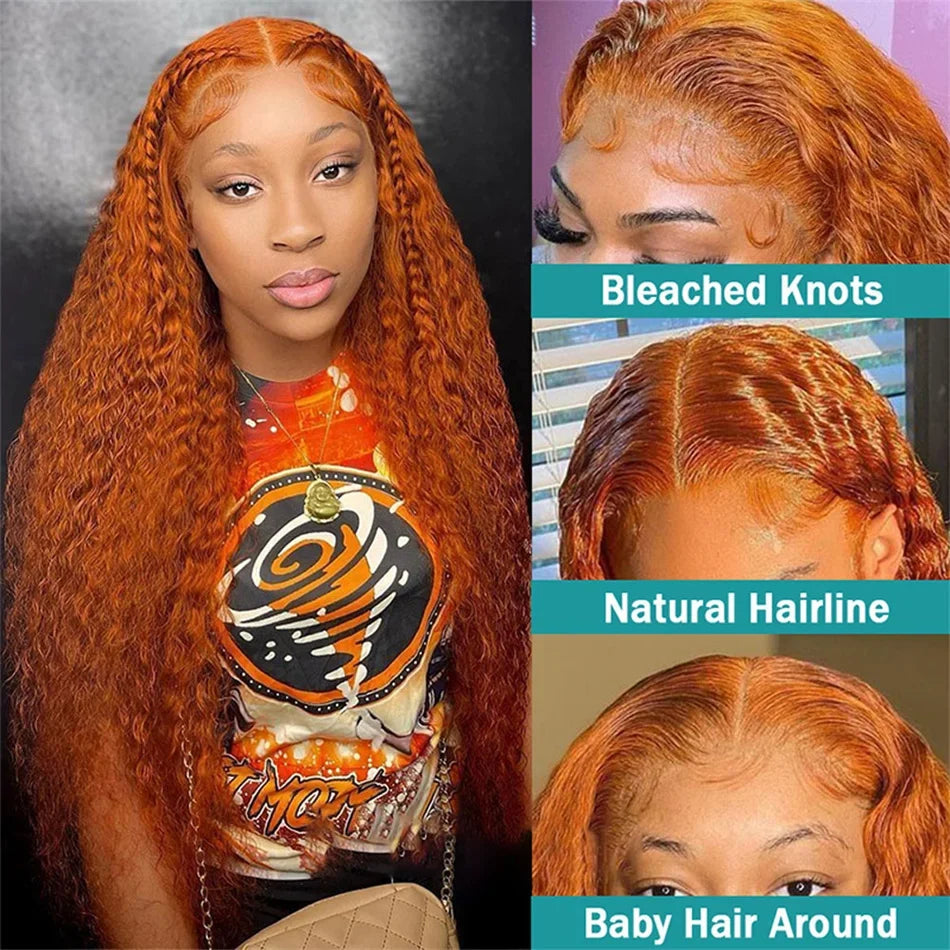 Curly Wigs 13X4 Oranger Ginger
