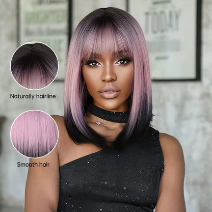 Ombre Pink Black Wigs