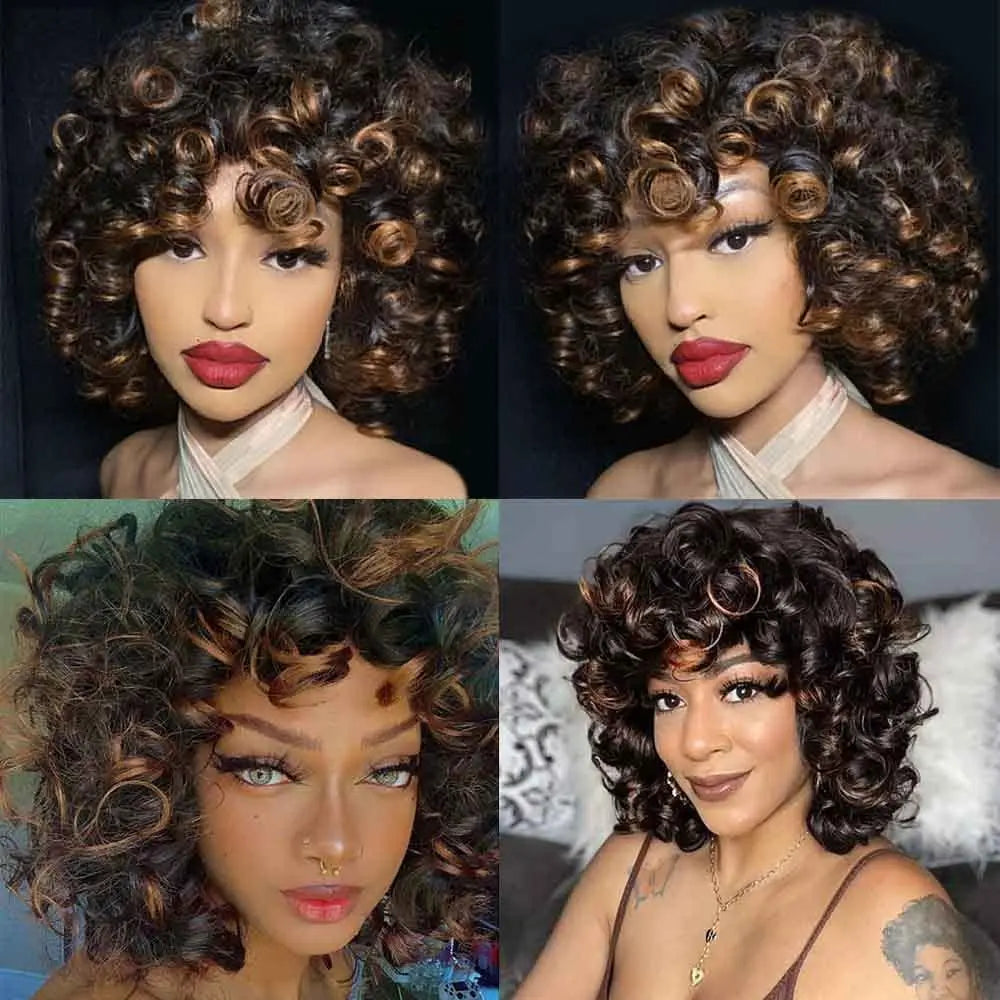Ombre Brown Curly Wigs