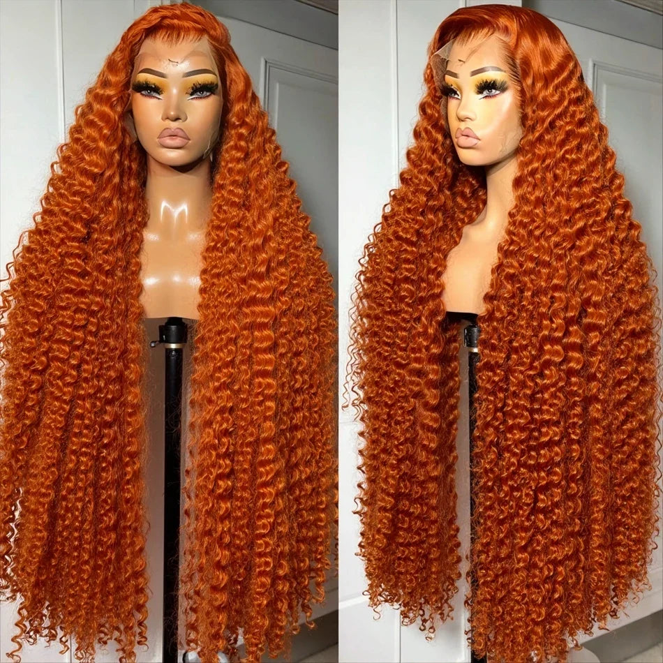 13x6 Ginger Orange Deep Wave Lace Front Wig