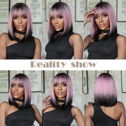 Ombre Pink Black Wigs