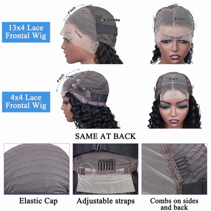 250% Short Bob Wigs Curly Human Hair